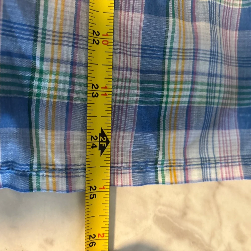 Blue and white plaid button-up shirt casual‎ Unbranded Vintage S/M